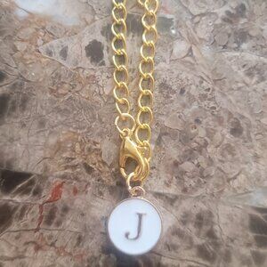 Personalized Letter "J" (Double Sided) Pendant with chain (BRAND NEW)